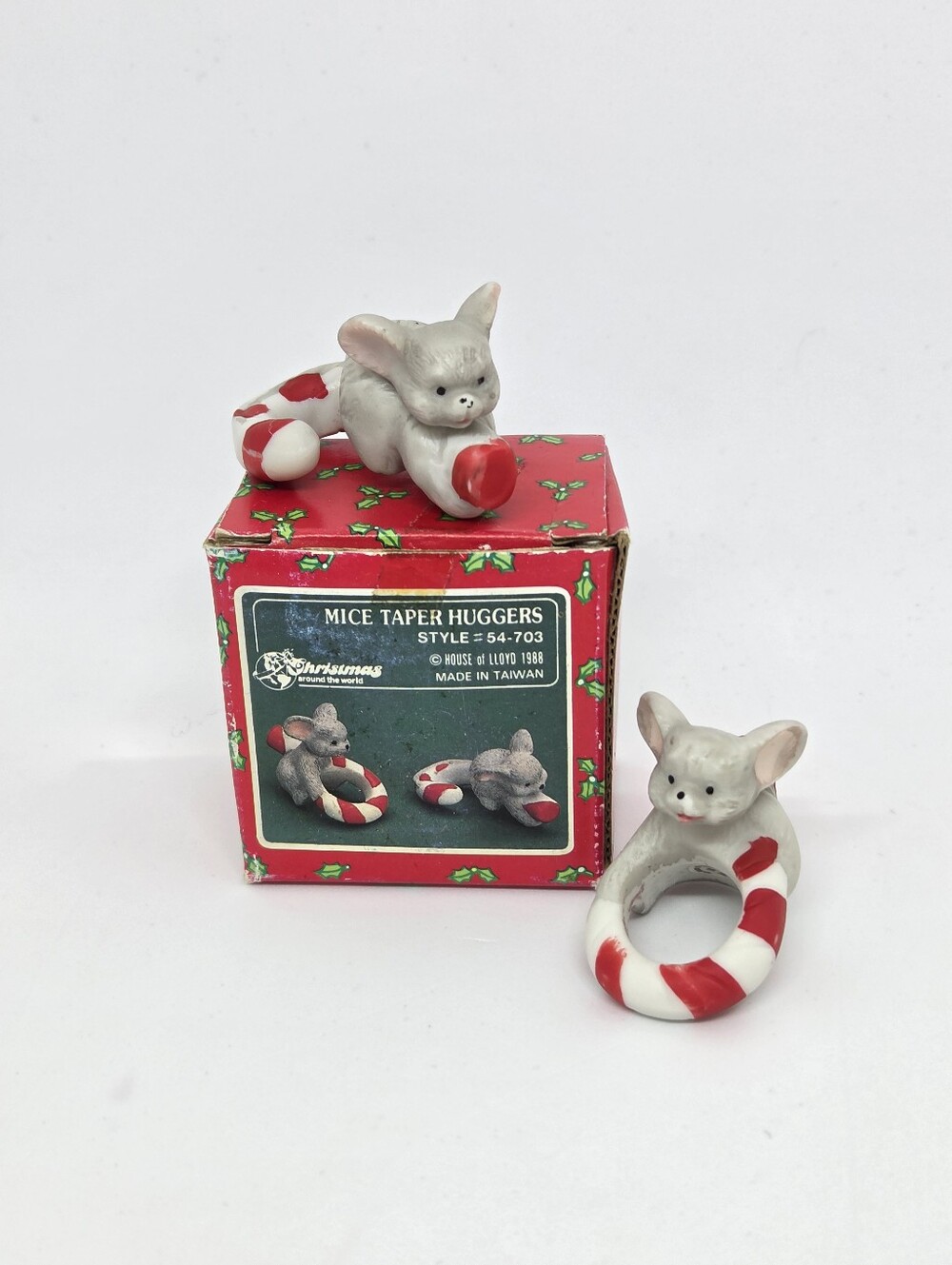House Of Lloyd - Vintage Set Of 2 Ceramic Mice Taper Huggers - 1988